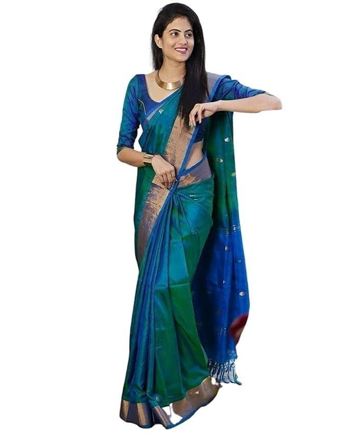 61clOn-YIkL._SX679_.jpg Women's Kanjivaram Woven Soft Silk Saree With Blouse Piece - Image 1