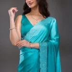 Sea Green Swarovski Satin Saree
