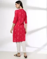 Women Floral Print Straight Kurta with Insert Pocket - Image 3