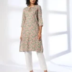 Women Paisley Print Straight Kurta with Neck Tie-Up