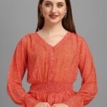 Bright Red Minimal Women's Tops