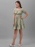 DRESSES FOR WOMEN WESTERN WEAR FLORAL GREEN - Image 4
