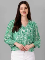 TOPS FOR WOMEN WESTERN WEAR ABSTRACT GREEN COLOUR - Image 4